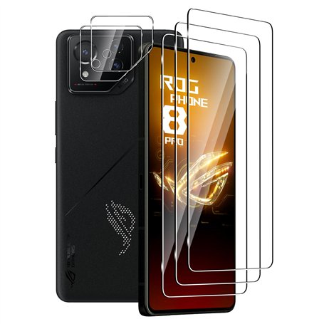 FWKDWHPH 3 Pièces Verre Trempé pour Asus ROG Phone 8/ROG Phone 8 Pro