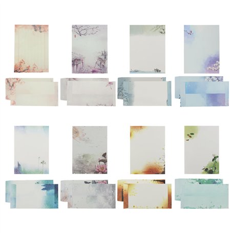 GUDQVOZIHG Lot de 32 feuilles de papier à lettre avec 16 enveloppes