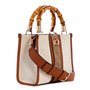 GUESS Kerima Bamboo 2 Compartment Mini Tote Natural/Latte Logo