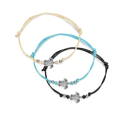 3 pièces boheme tissu cuir tortue bracelet de cheville kit
