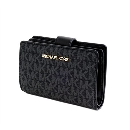 Michael Kors Portefeuille Jet Set de voyage à deux volets pour femme avec fermeture éclair Noir