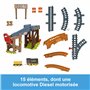 Fisher-Price Coffret de Construction Diesel Thomas et ses Amis avec circuit, locomotive motorisée et wagon de marchandise, pour 