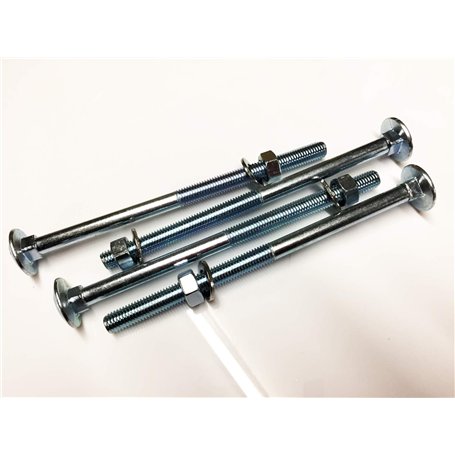 BZP 4.8 Lot de 4 boulons de carrosserie M8 x 200 avec écrous complets et rondelles Forme A DIN 603