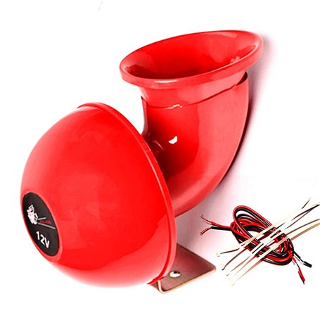 YIYDA Klaxon de voiture Klaxon électrique de voiture rouge 150db Car Horn 12V Haut-parleur Klaxon son de taureau Klaxon en métal