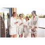 Vlazom Peignoir Satin Femme Robes de Chambre et Kimonos de Mariée Robes de Chambre Soie Court Kimono Col V avec Ceinture,Blanc F