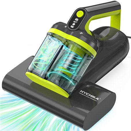 HYCHIKA Aspirateur Matelas Aspirateur Anti Acariens - 15kPa Aspiration et 273 nm Ultrasons Chauffage Filtre HEPA Brosse Rotative