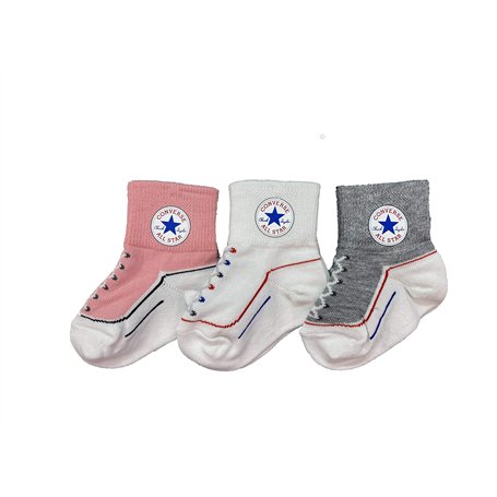 Converse Infant Toddler Socks 3 Pack (Pink(NC0172-AB5)/White/Grey