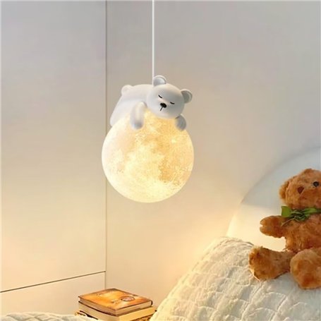 GUANSHAN Mois de l'ours endormi Suspension 3D La Lune Lampe De Chevet Plafonnier Creative Chambre à Coucher Chambre d'Enfants Dé