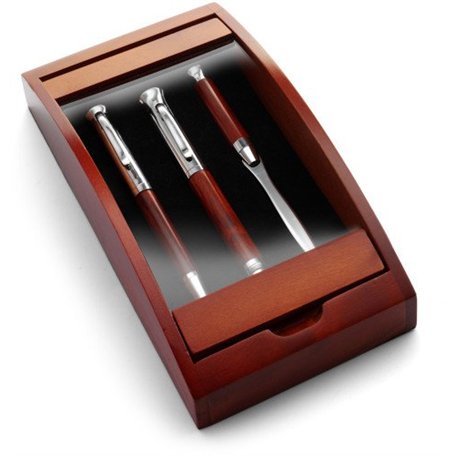 Set d'écriture « Borkum » en bois de rose - Stylo-bille