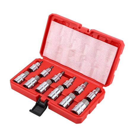 Bixury Douille 6 Pans Jeu de 12 Douilles Allen 1/2" 6 Pans Intérieurs Jeu de Douilles Hexagonales avec Mallette en Plastique Cof