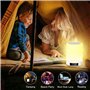 Warmfunn Lampe de Chevet Tactile Rechargeable Portable, Lampe de Table Enceinte Bluetooth Musique, FM Radio Réveil Lumière LED M