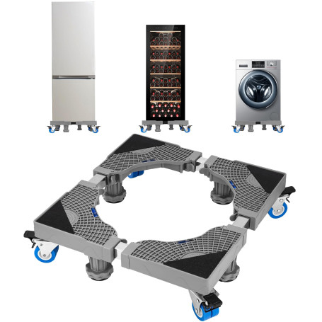 LEAZZLE Support Machine à Laver Réglable 41cm-66cm Socle Linge Base de Sèche-linge avec 4 Roues