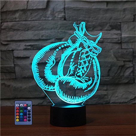 3D Gant de Boxe LED Lampe Art Déco Lampe LED Décoration Lumière Contrôle à distance 7/16 Couleurs Change Alimenté par USB Enfant