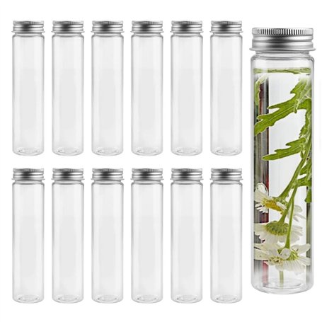 LYTIVAGEN 12 PCS Tubes à Essai en Plastique Transparents avec Bouchon à Vis Bouteille Sensorielle Vide Réutilisable Cadeau de Tu