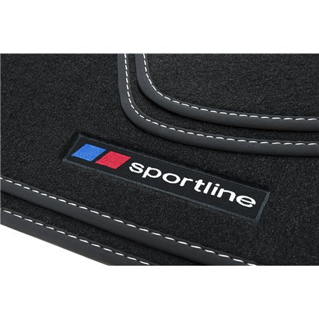 teileplus24 F656-FBA Tapis de Sol Sportline Design pour BMW Série 1 F20/ F21 2011-2019 Bordure de Bande Couture décorative