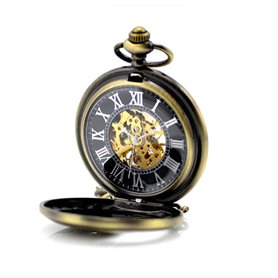 Feilok Montre de poche mécanique à remontage manuel en bronze antique, chiffres romains, chaîne de pendentif, phénix firebird, h Feilok Montre de poche mécanique à remontage manuel en bronze antique