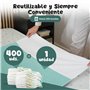 ANEFORT - Lot de 3 alèses pour lit adulte 90 x 85 cm lavables avec ailes - 4 couches de protection - Imperméable réutilisable ab