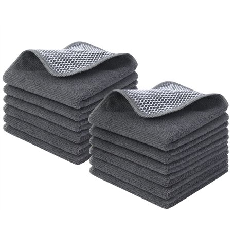 KinHwa Chiffons de Nettoyage en Microfibre,Torchon de Cuisine Super Doux avec Maille,Serviettes Super absorbantes et Non peluche