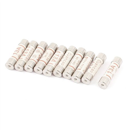 sourcing map 10Pcs Bas Coupure Pouvoir 6x25mm Cartouche Céramique Fusibles AC 250V 13A