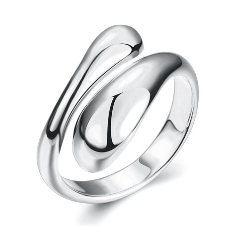 Bague ouverte en forme de goutte d'eau plaqué platine 18 carats minimaliste pour femme