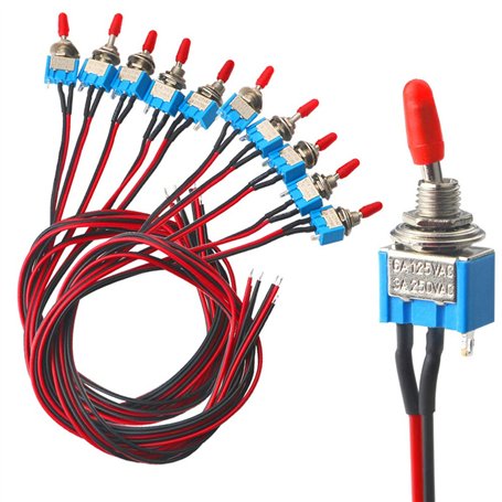 FULARR 10Pcs Professionnel Voiture Mini Commutateur à Levier avec Pré-Câblé