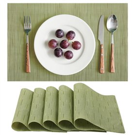 Lot de 6 sets de table en vinyle lavables, tissés, lavables, antidérapants, résistants à la chaleur, pour cuisine, table à mange Lot de 6 sets de table en vinyle lavables