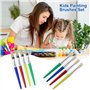 8 Pièces Pinceaux Peinture pour Enfants, Kit de Pinceaux Peinture Enfant 4 Couleurs Ronds et Plats pour Acrylique, Huile, Aquare