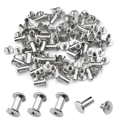 inodiref 50 Pièces Rivets Pour Cuir 10mm Vis Chicago Inox Rivet a Frapper Inox Pour Bricolage en Cuir