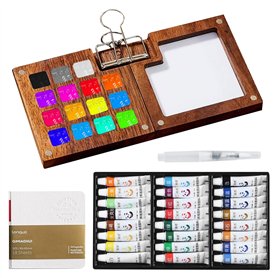 WIYETY Mini palette d'aquarelle de 24 couleurs : palette d'aquarelle portable, kit de voyage pour aquarelle, carnet de croquis,  WIYETY Mini palette d'aquarelle de 24 couleurs : palette d'aquarelle portable