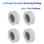 Lot de 4 poulies de roulement à rainure en forme de U 30 x 10 x 6 mm en plastique nylon pour rail coulissant, porte en verre, fe