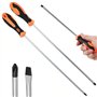 PRITOK Lot de 2 tournevis longs : tournevis cruciforme et tournevis plat