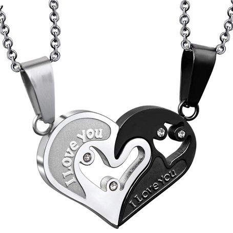 2 Pièces Collier Couple Amoureux en Acier Inoxydable