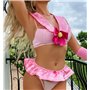ROSVAJFY Femme Ecoliere Costume Sexy Lingerie Schoolgirl Cosplay Uniforme Etudiante Déguisement Rose Sous-Vêtement Babydoll Coqu
