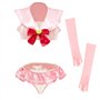 ROSVAJFY Femme Ecoliere Costume Sexy Lingerie Schoolgirl Cosplay Uniforme Etudiante Déguisement Rose Sous-Vêtement Babydoll Coqu