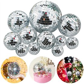 11 Pièces Boules Disco Miroir,Boules à Facettes Argentées Boule Disco,Boule à Facette Miroir Disco Ball Boule Miroir,Décoration  11 Pièces Boules Disco Miroir