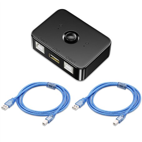 Commutateur de partage d'imprimante USB 2.0 - 2 ports USB avec lumière LED - 2 ordinateurs partagent 1 imprimante - Commutateur