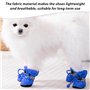 Lot de 4 paires de chaussures pour chien avec semelles souples - Avec cordon de serrage - Antidérapantes - Pour l'intérieur et l