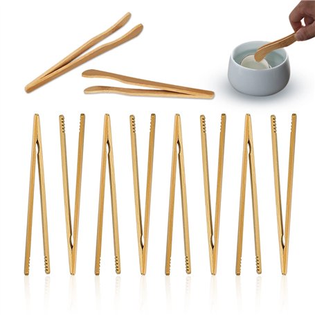 8 pinces droites en bambou avec 2 pinces courbées en bambou