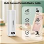 Euakee Bouilloire électrique portable de voyage - 450 ml - Bouilloire de voyage - Arrêt automatique et protection à sec - En aci