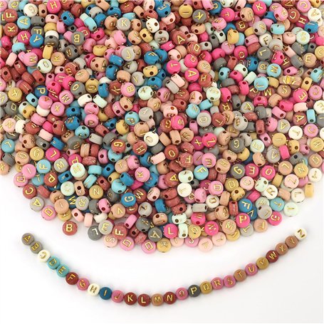 Lot de 1260 perles multicolores avec lettres de l'alphabet A-Z