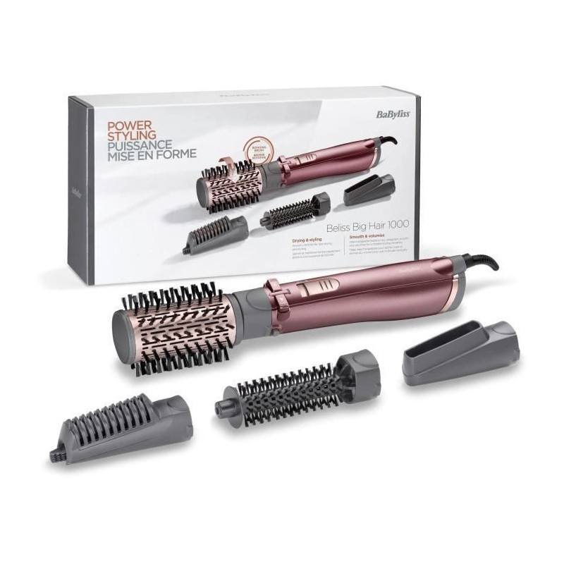 Ensemble de peignes/brosses Babyliss AS960E 1000W Noir Gris Or rose ABS 