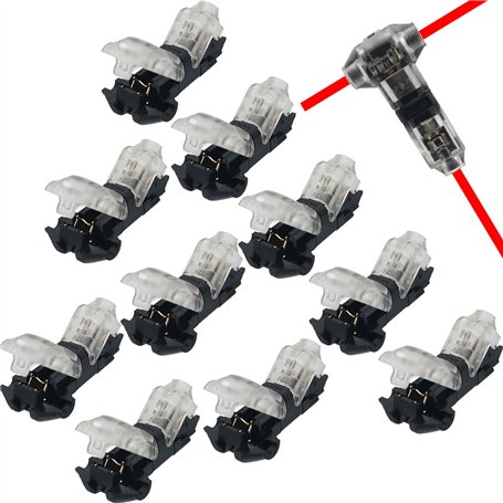 10 pcs Basse Tension T Tap 2 Connecteurs de Fil électrique 2 Voies 2 sans Soudures sans Dénudage pour Branchement de Mi-portée 2