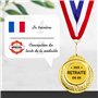 GEBETTER Cadeau Retraite 2025 1Pc Médaille d’Or “Retraite en Or” avec Ruban Bleu Blanc Rouge Décoration Retraite Cadeau Départ p