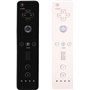AUFGLO Pack de 2 manettes Wii - Télécommande Wii avec étui en silicone et dragonne (noir+blanc)