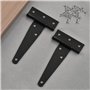 Lot de 2 charnières en forme de T noires avec vis de réglage, charnières galvanisées en forme de T, 20,3 cm, convient pour les p
