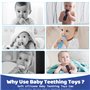 Zikenis 2 Pièces Anneau Dentition Bebe Silicone,Anneau Dentition Bebe,avec Attache-sucette et Boutons Pussible,jouet de bain en