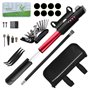 Qoosea Kit D'outils pour Vélo Outil de Réparation Sacoches avec Mini Pompe 120 PSI Outils Multifonction Pièce Crowbar pour Plein