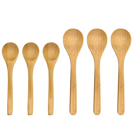 Lot De 6 Cuillères Rondes En Bois