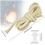 VCRANONR Meche Lampe à Huile en Coton 0.7 * 200 cm Mèche Lampe à Pétrole Inflammable Lanterne Mèches Découpable avec Bouchon à T