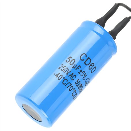 Condensateur de Démarrage CD60 50uF Condensateur Moteur250VAC 50/60Hz avec Fil Conducteur pour Compresseur d'air de Moteur